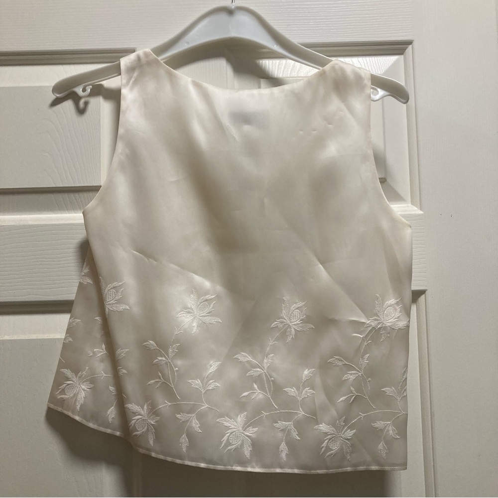 Vintage 100% Silk Embroidered Cream Blazer and Tank Set - Rena Rowan 4P - Picture 4 of 14